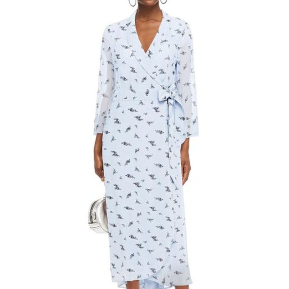 GANNI Floral-print georgette midi wrap dress - Picture 3 of 6